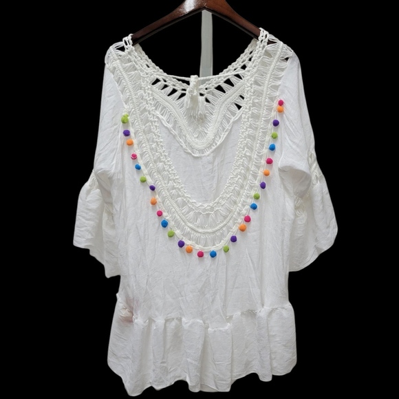 Shammar Women's Crochet Cover Up Beach Beachwear V-neck Sun Protection Large - Picture 3 of 9